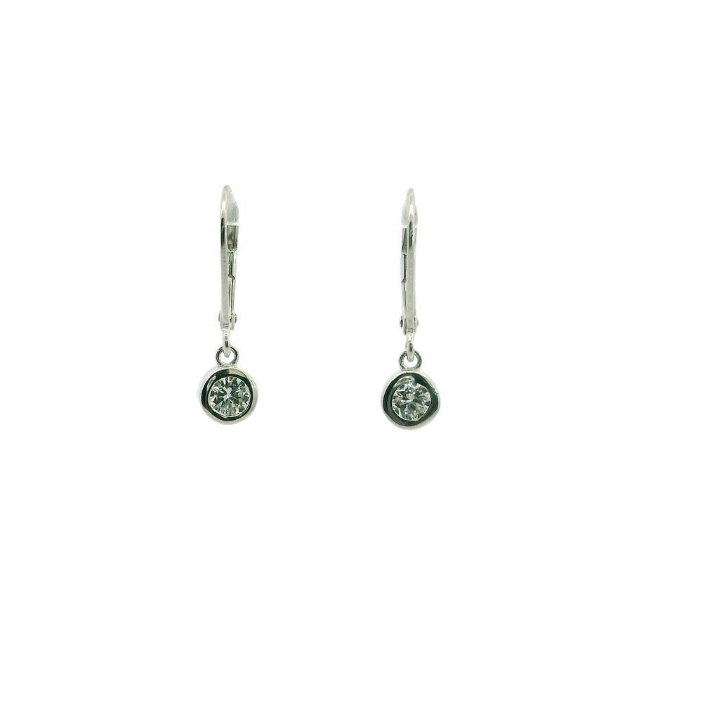 Lady's Sterling Silver Earrings Bezel set  With 2 = 0.50Tw Round lab grown Diamonds E/F Vs2