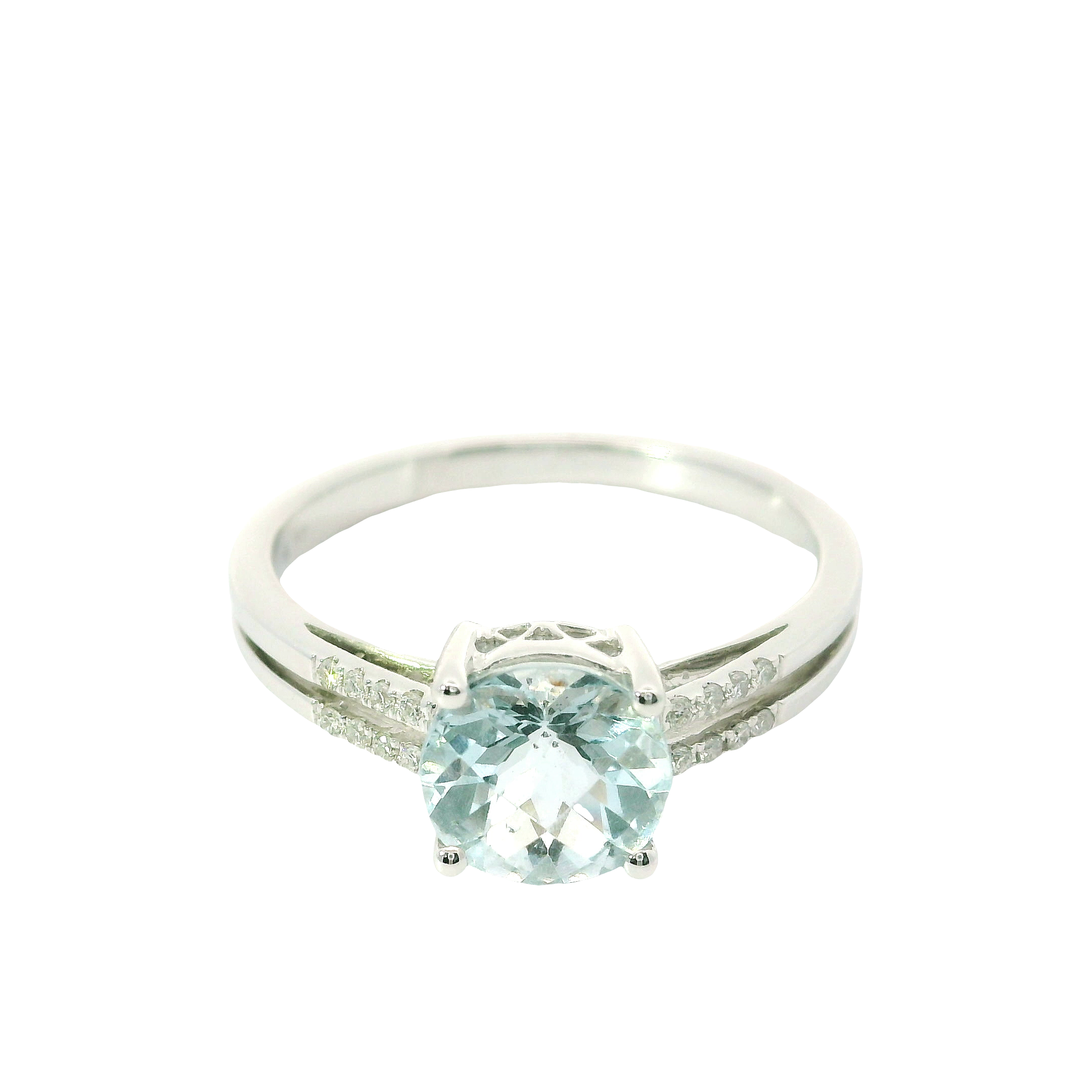 14kt White Gold Aquamarine & Diamond Accent Ring