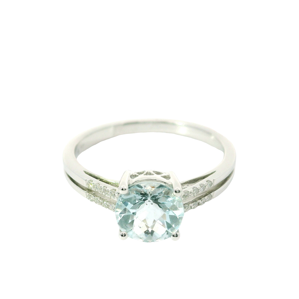14kt White Gold Aquamarine & Diamond Accent Ring