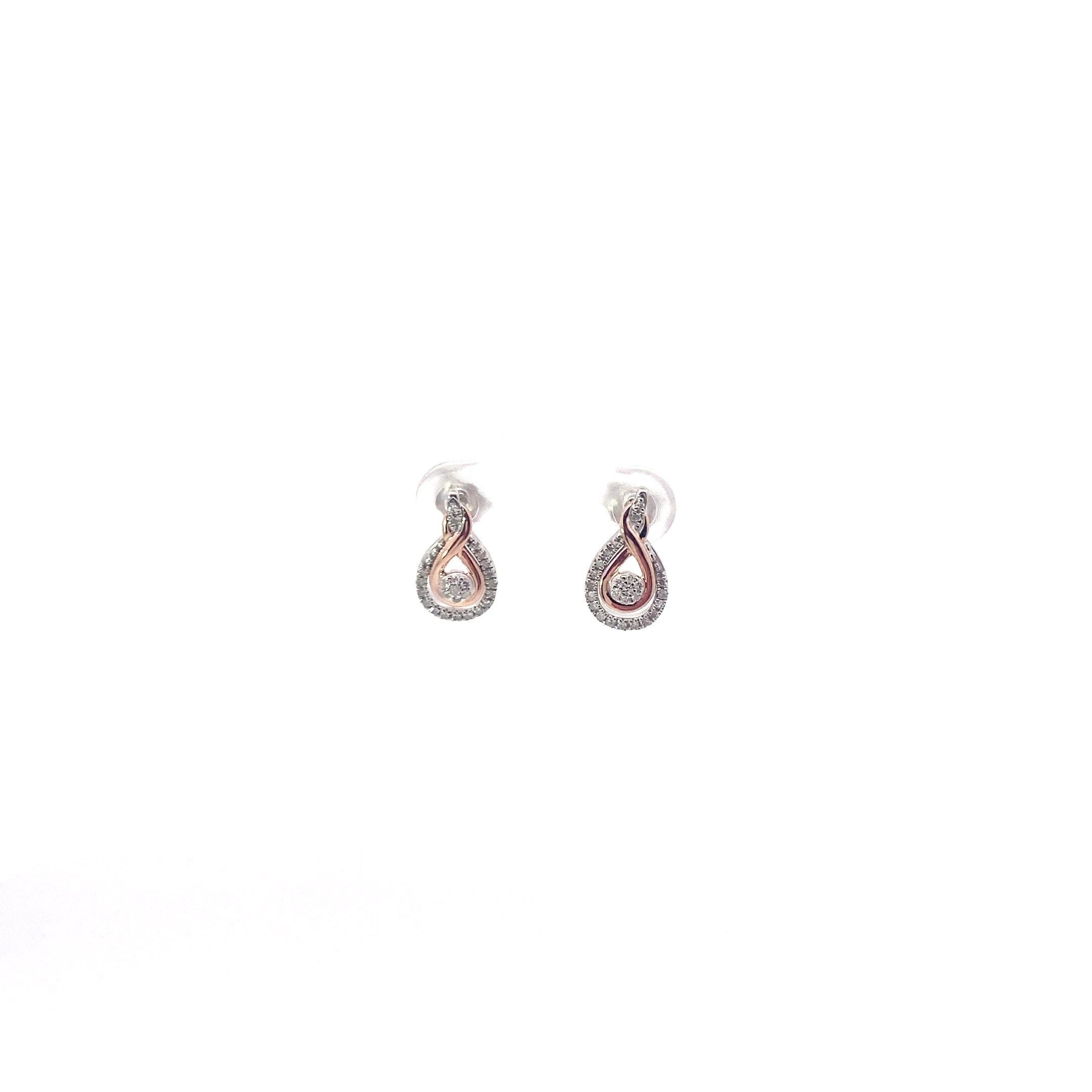 10kt rose gold and sterling silver (50) diamond earrings .20cttw