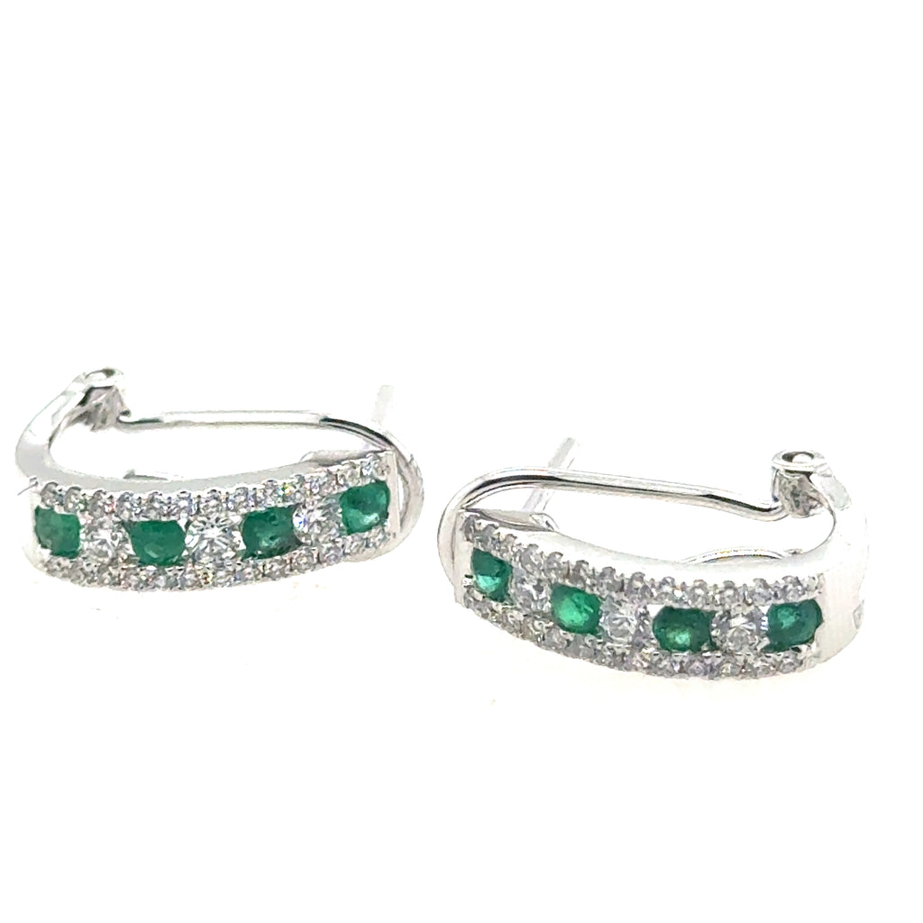 18kt White Gold Emerald & Diamond Earrings