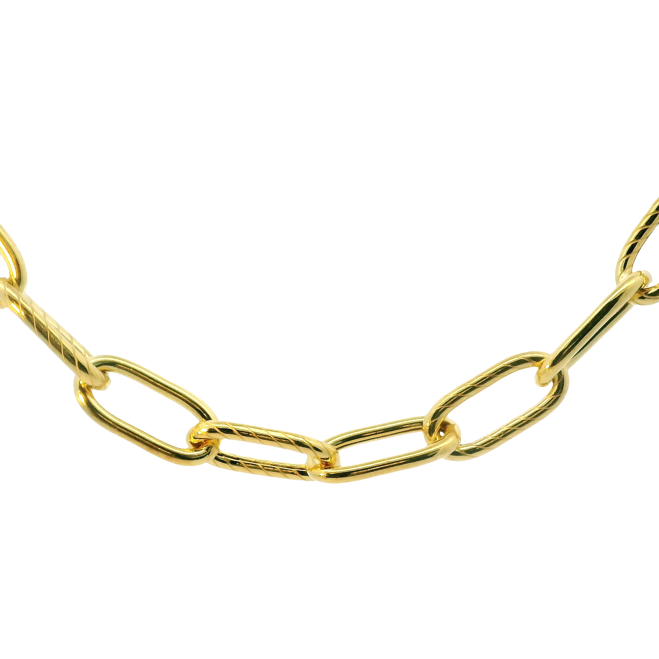 Italian Large Hollow Link Chain Necklace – 14K Gold Over Sterling Silver, 17.3" Length