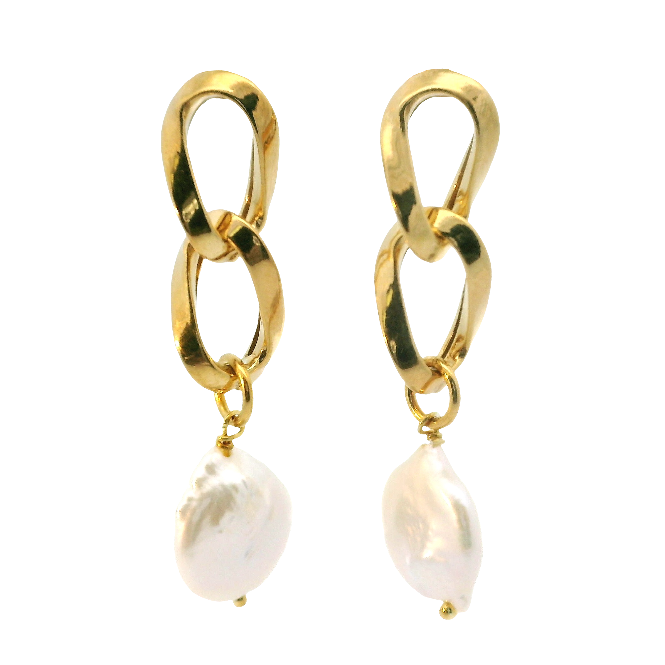 12mm Yellow Pearl Earrings in Sterling Silver